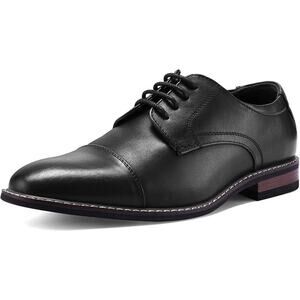 Meridos Mens Size 8.5 Black Faux Leather Lace Up Oxford Formal Wingtip Shoes